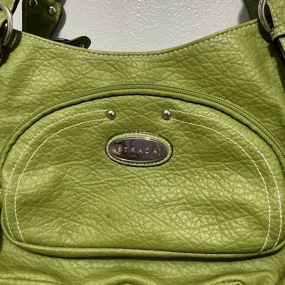 Strada Forest Green Shoulder Bag with a braided handle - Picture 2 of 10